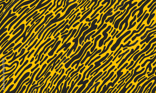 Seamless abstract yellow and black tiger stripe pattern background, a bold and dynamic wildlife-inspired design