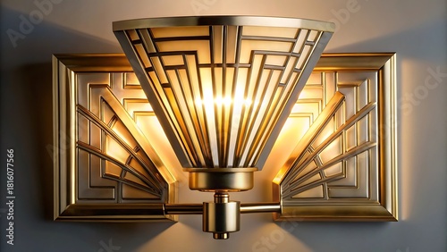 Elegant art deco wall sconce with geometric brass design