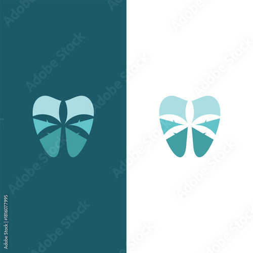 Silhouette palm tree with tooth dental logo