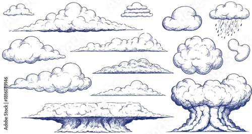 Hand- Drawn Cloud Illustrations clouds weather
