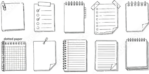 Notebook Paper and Notepads Doodle Collection illustration