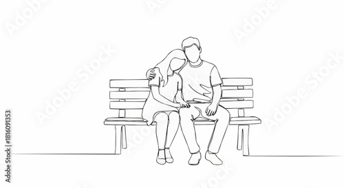 Couple sitting on a park bench holding hands.
