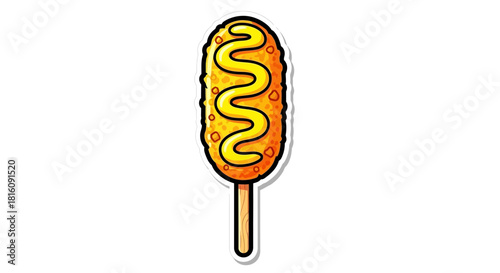 Delicious Corn Dog with Mustard Topping Food Icon
