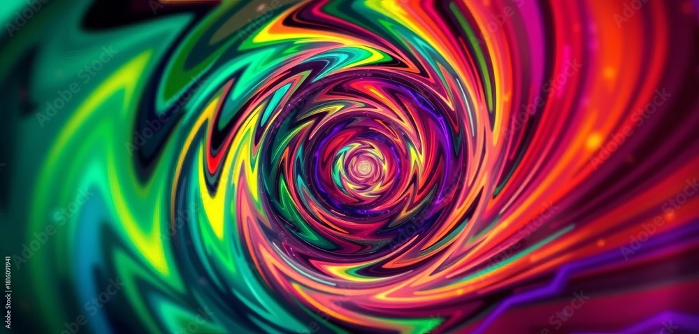 Fototapeta premium Hypnotic dynamic spiral vortex background, vibrant vector illustration, spinning, swirl