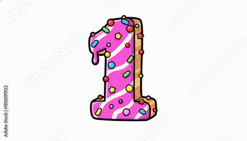 Sweet Treat Number One A Deliciously Decorated Numeral for Celebrations