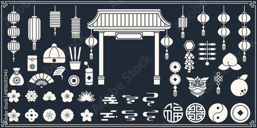 Set of Chinese decoration object, chinese new year