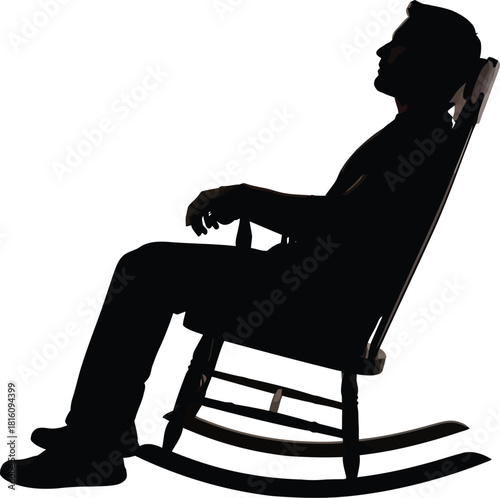 Silhouette of a man sitting in a rocking chair