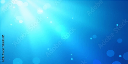 Bright blue water background with shiny light bokeh and abstract bubble texture design