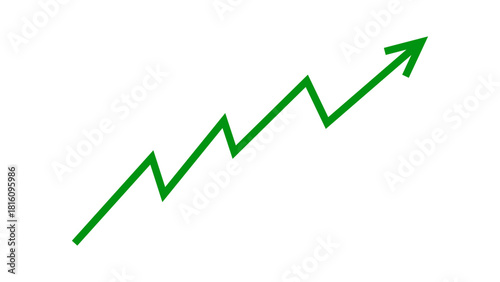 Green upward line arrow graph and chart moving up concept of stock market business growth, financial profit, business trend, company growth. Business grow up icon. Vector illustration.