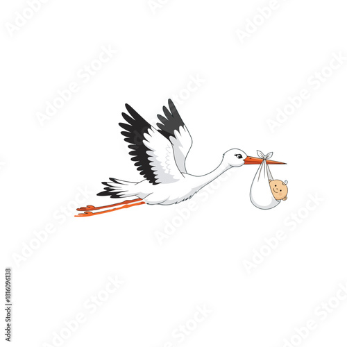 Stork Delivering Baby - A Symbol of New Beginnings and Joy.