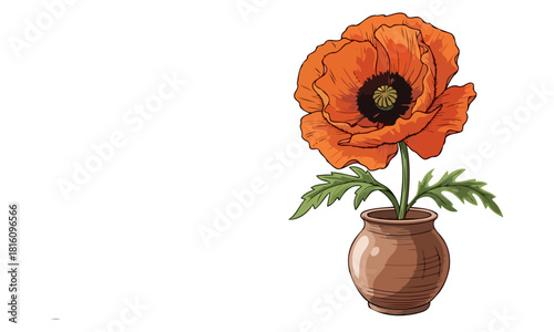 earthen glow a poetic poppys radiant story of simple beauty and enduring spirit, isolated on transparent background