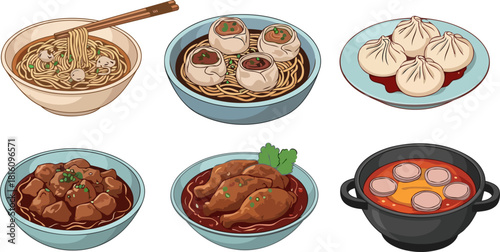 eastern flavors a handdrawn culinary journey through authentic asian cuisine, isolated on transparent background