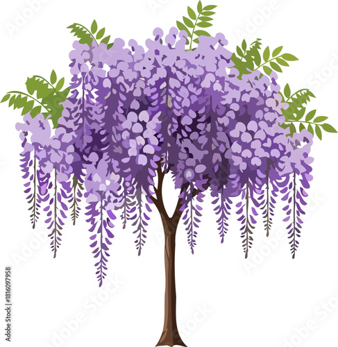 whispers of lavender wisterias flowing beauty unveiling springs mystical charm, isolated on transparent background