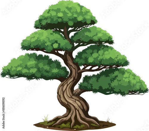 ancient roots, modern spirit a timeless symbol of cultivated serenity and natural artistry, isolated on transparent background