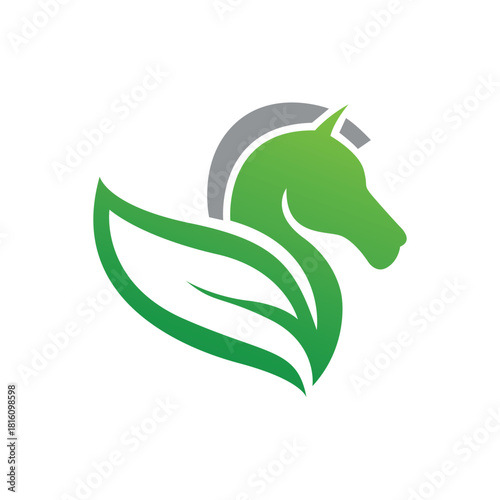 Leafy Horse Head Nature's Grace and Power Symbolized in a Green Design