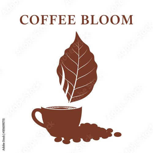 Coffee Bloom Beverage Cup and Leaf Logo
