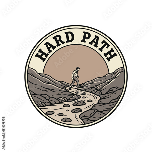 Retro Adventure Hard Path Hiking Trail Badge