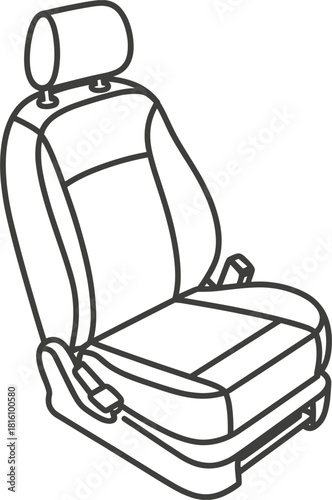 Car Seat Outline Drawing on White Background Keywords: car seat, vehicle seat, automotive