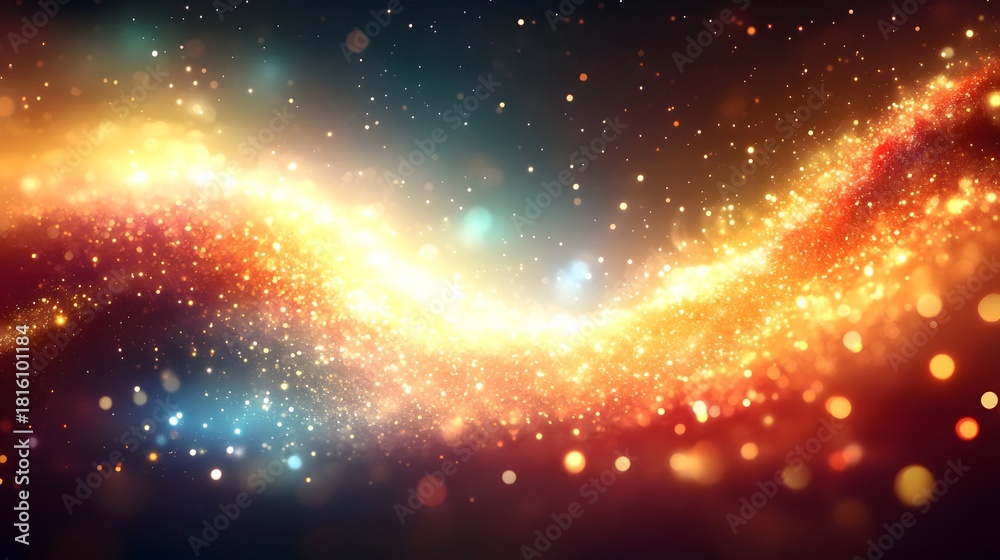 Obraz premium Vibrant cosmic swirl of colors and light in a mesmerizing dance across the dark expanse of space at nighttime