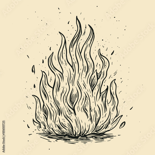 Hand drawn fire outline illustration