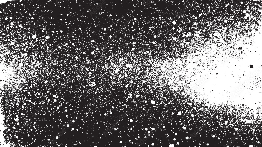 Obraz premium Old grunge background with black dots and splashes for textured abstract design. Dotted grunge texture with black splashes and marks on white for artistic overlay effects. 