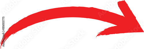 Red Arrow Curved Downwards With Textured Brush Strokes