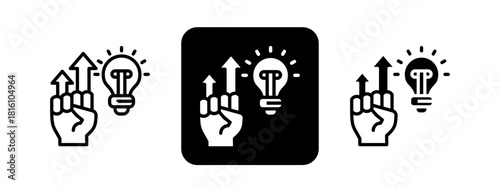 Empowerment Solid color and black line drawing vector illustration set