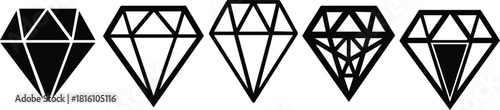 Diamond shapes vector set showcasing various designs and styles for creative projects and illustrations