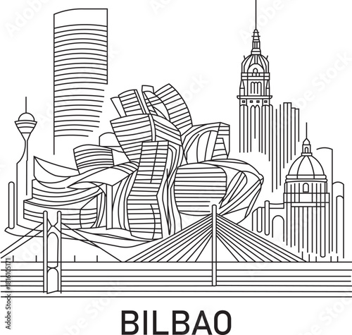 Bilbao City Line Draw Simple Minimalist