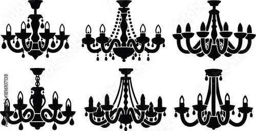 Elegant chandelier silhouettes in various designs for home decor and interior design inspiration 