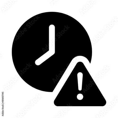 Delay warning icon, symbolizing late schedules, deadline issues, and time alerts. Ideal for productivity apps, reminders, workflow dashboards, and caution messages.