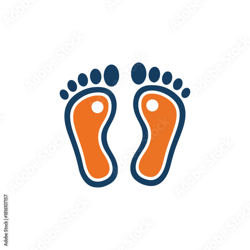 Footprints in Orange and Blue - A Symbol of Movement and Health.