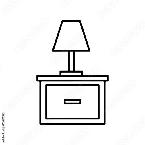 Nightstand with Lamp Illustration - Simple Bedroom Furniture Design.