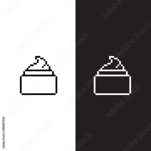 black  and white pixel art face cosmetic cream 8 bit  vector icon art for computer game	