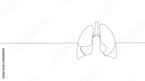 Single continuous line art anatomical human lungs silhouette. Healthy medicine against smoking concept design world no tobacco day tuberculosis one sketch outline drawing, vector illustration art