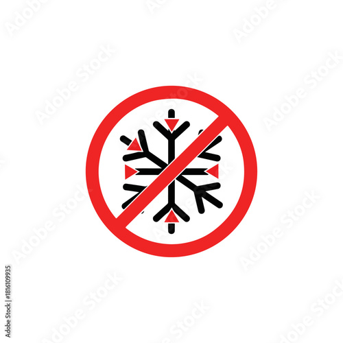 No Cold Weather Symbol - Snowflake with Red Prohibition Sign.