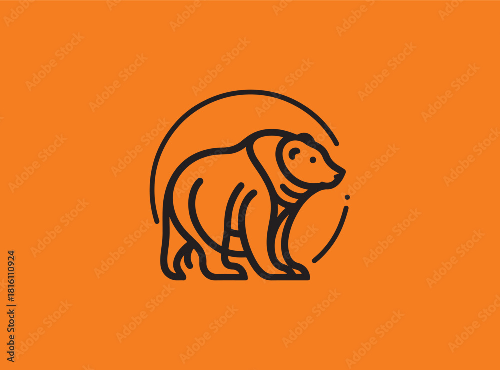 Obraz premium bear vector line art