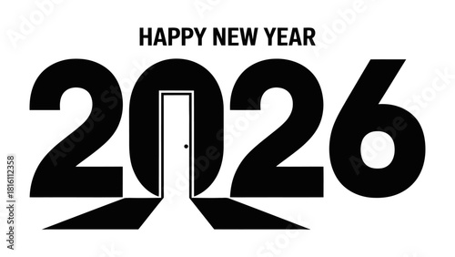 New Year's Open Door to 2026: A minimalist greeting for the New Year, 2026 is ingeniously styled with an open door design. Symbolizing new beginnings, opportunities, and a hopeful outlook.