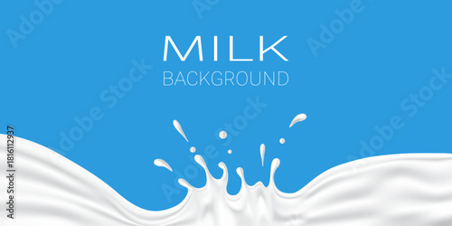 Milk splashes with droplets background vector illustration