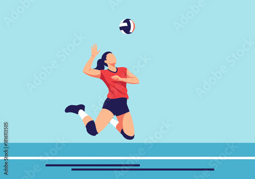 Dynamic volleyball player in action: minimalist sports design