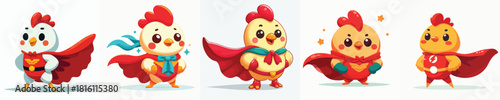 cute chicken vector in super hero costume