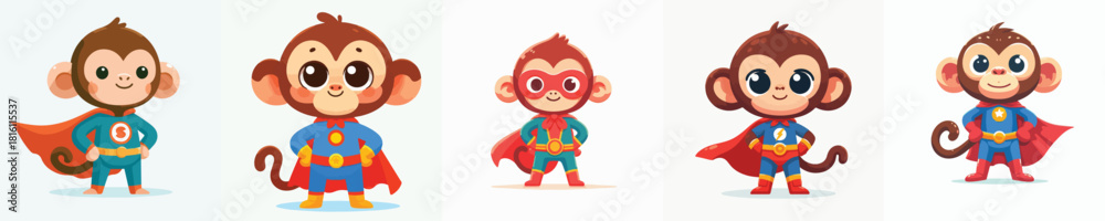Obraz premium cute monkey vector in super hero costume