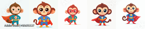 cute monkey vector in super hero costume