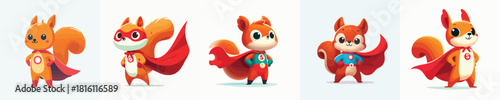 cute squirrel vector in super hero costume