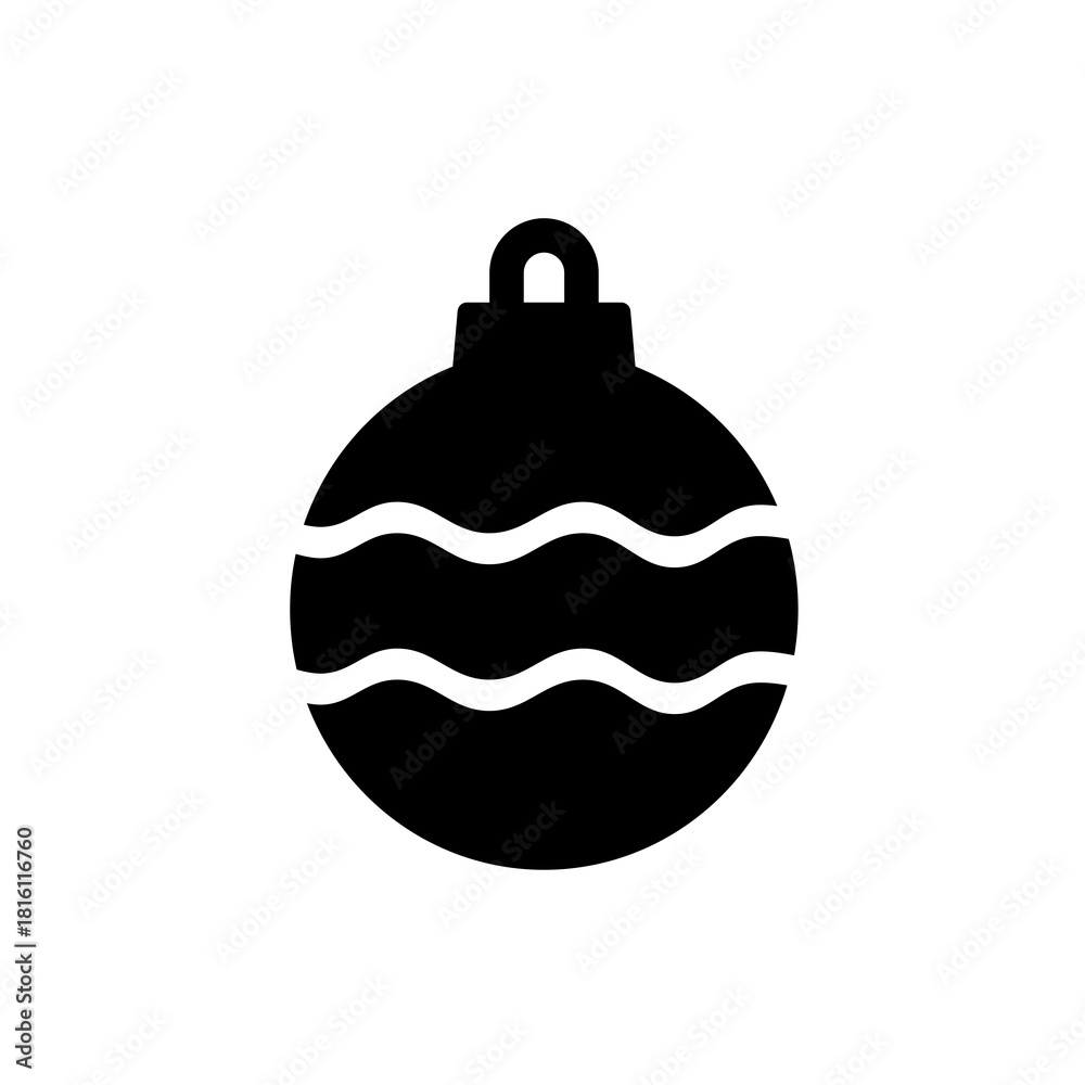 Obraz premium A decorative Christmas ornament icon with wavy patterns, representing festive celebration, cheerful decoration, holiday spirit, and joyful winter styling for seasonal graphics and design themes.