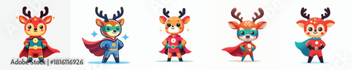 cute deer vector in super hero costume