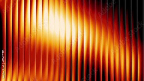 Red fire reeded glass effect animation. Futuristic fractal pattern for holographic background