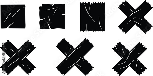 Black torn paper textures and shapes for design projects and creative layouts 