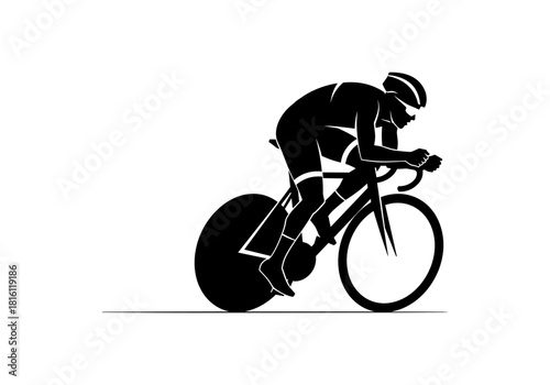 Silhouette of a cyclist racing on a road bike in dynamic pose