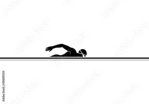 Silhouette of a swimmer gliding through water